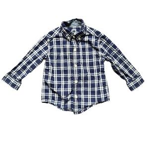 Janie and Jack Blue, White and Red Plaid Button Down Shirt, Size 12-18 Months